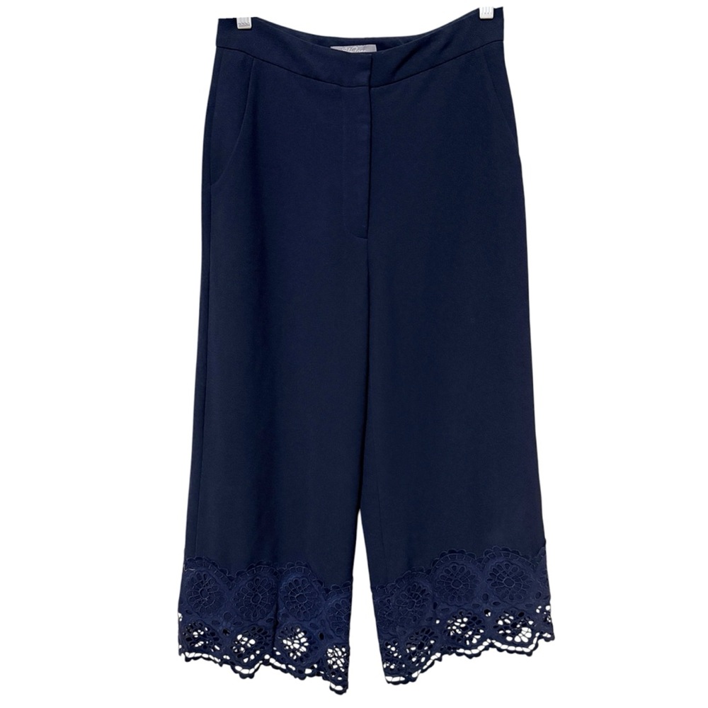 Lela Rose Navy Wide Pants Sz‎ 4 Lace Detail